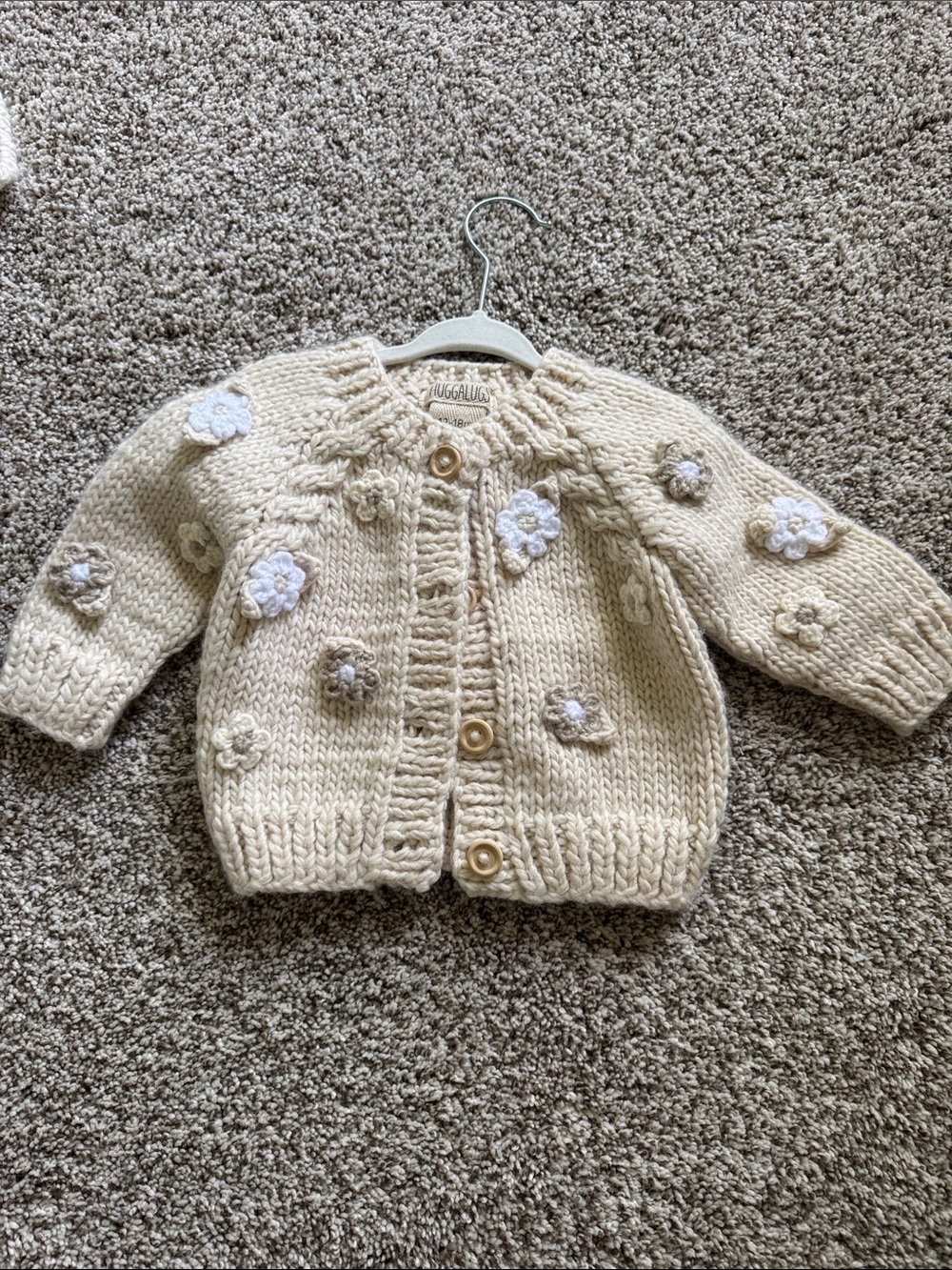 Cream Knit Floral Cardigan for Kids NWOT